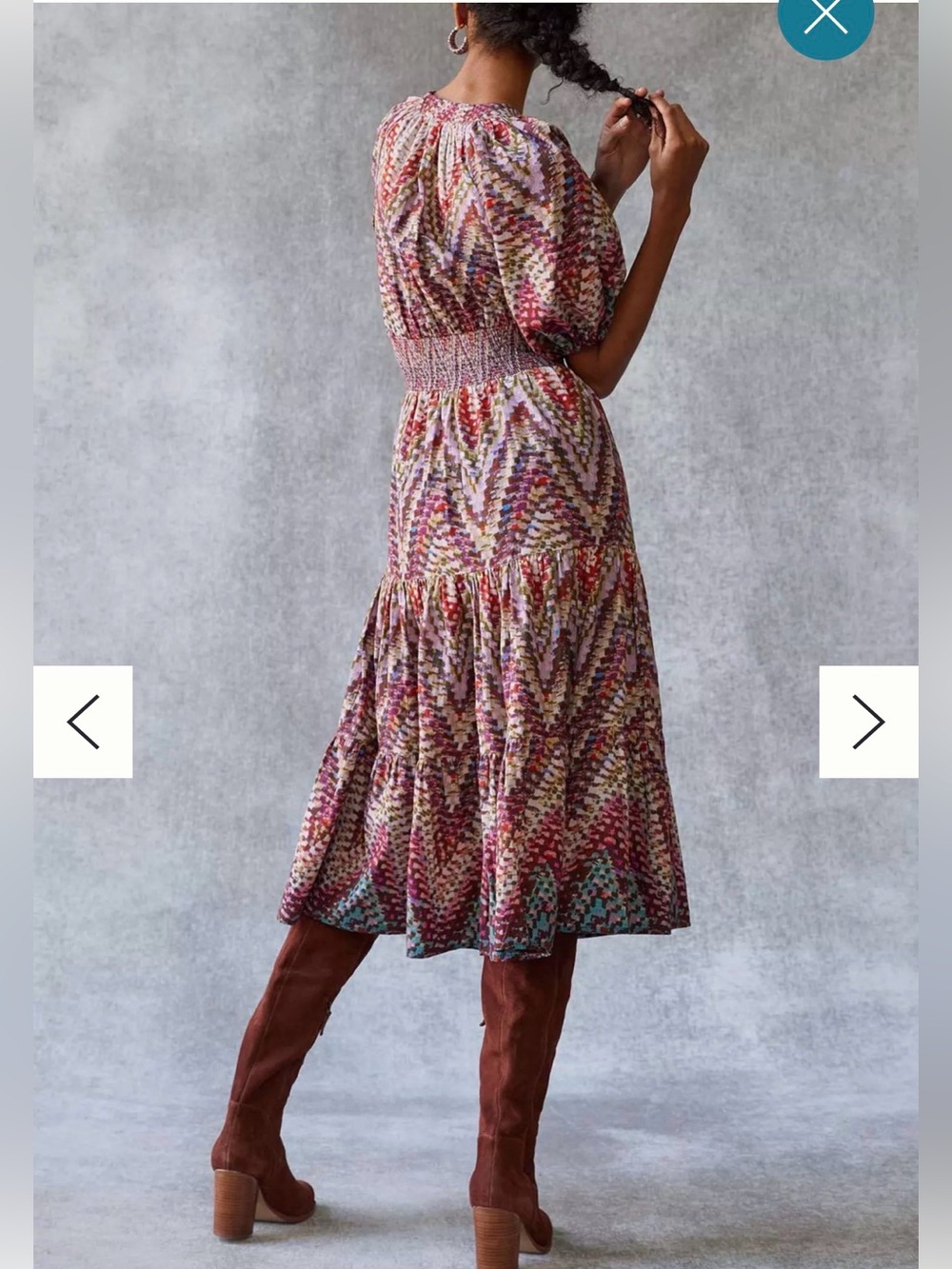 Anthropologie Smocked-Waist Midi Dress in Multicolor - Picture 3 of 9